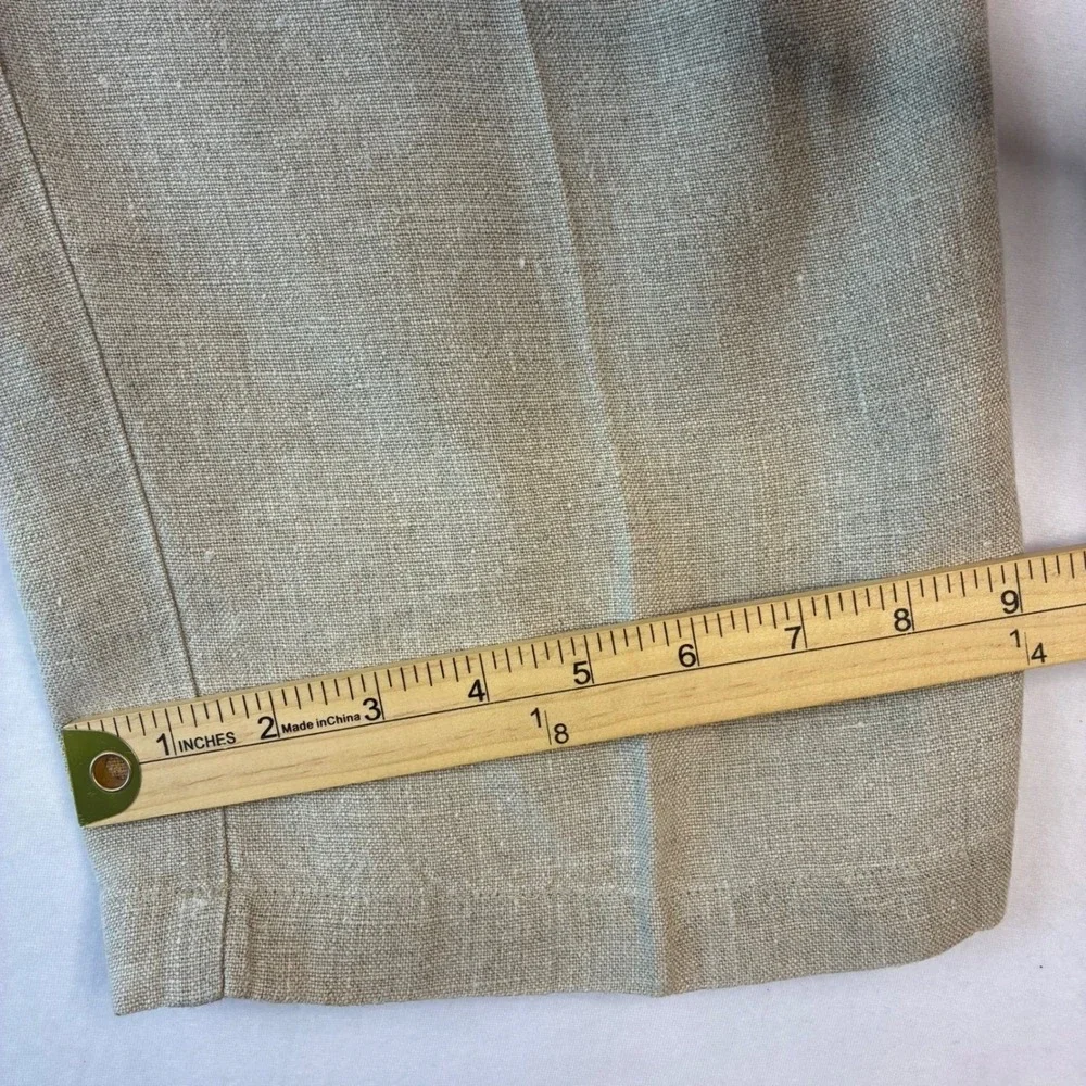 Daniel Cremieux Trousers Mens 38x32 Beige 100% Linen Pleated Straight Leg Pants